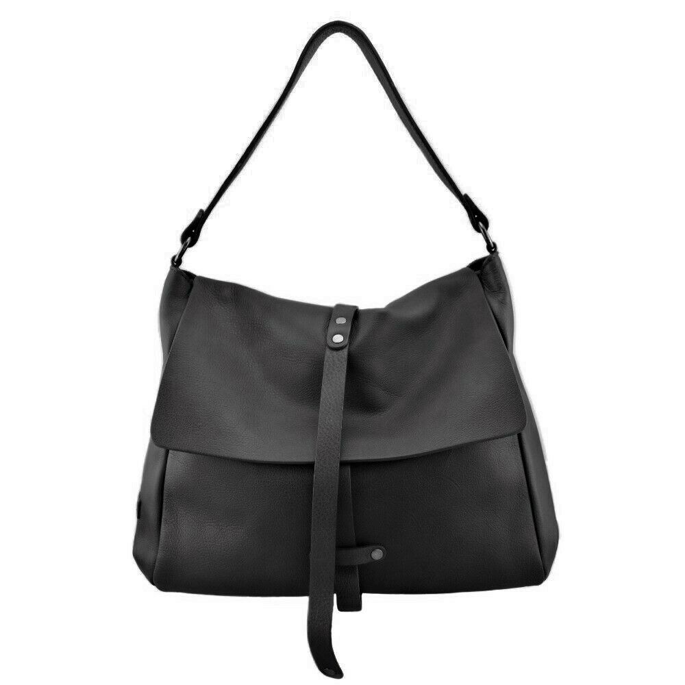 Borsa a spalla in pelle con tracolla Bruno Rossi R19/M nero