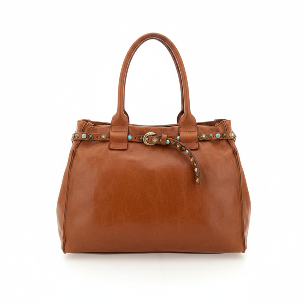 Borsa Rossella con tracolla in pelle Campomaggi C041020ND X3159 cognac