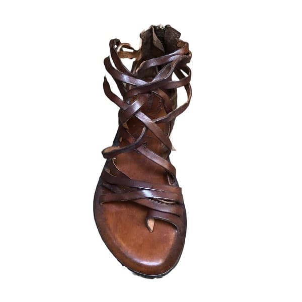 Women's criss-cross leather sandals Pelletteria Allegrini Filippo W0964 Brown