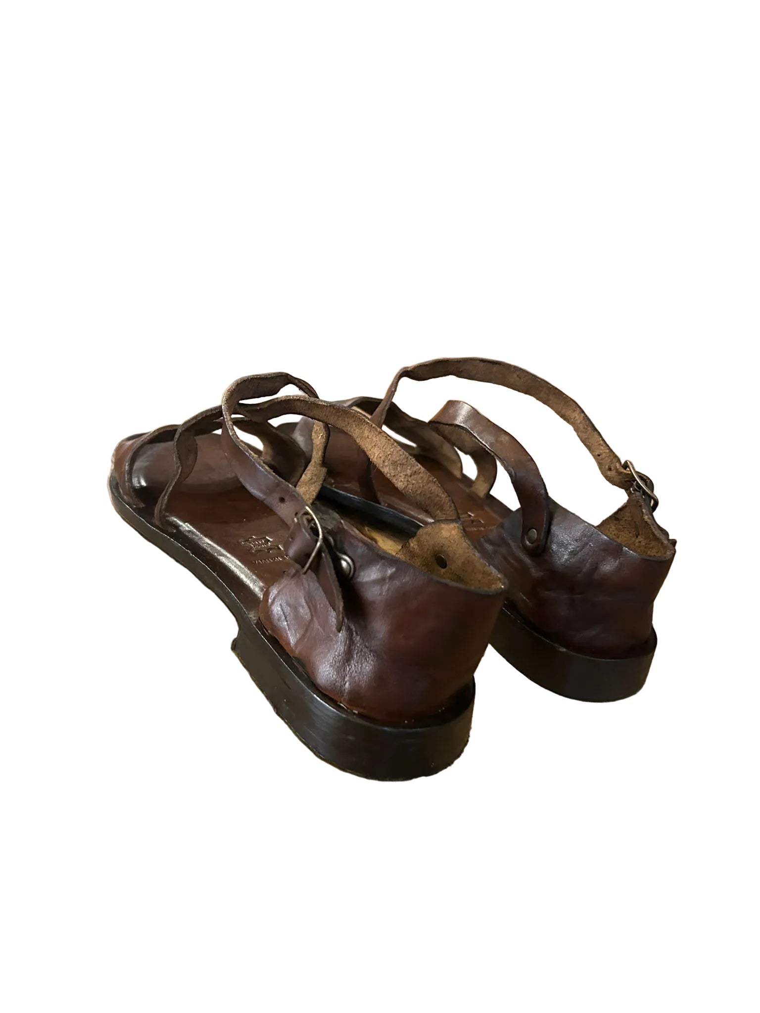 Sandalo in cuoio con fascia e incrocio donna Pelletteria Allegrini Filippo W1590 Marrone