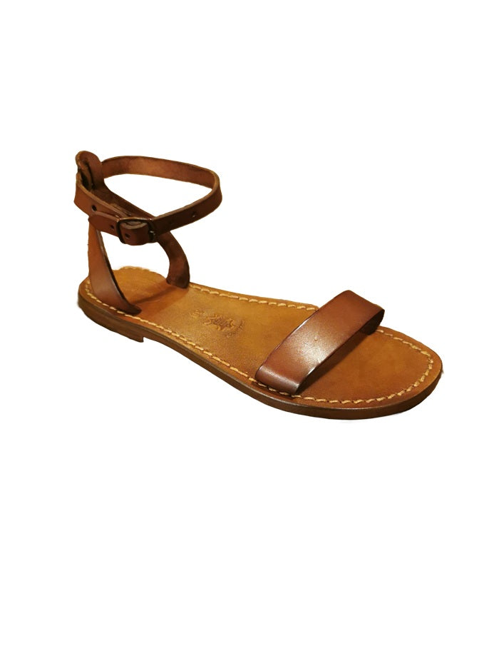 Sandalo in cuoio con laccetto donna Pelletteria Allegrini Filippo 586D chianti