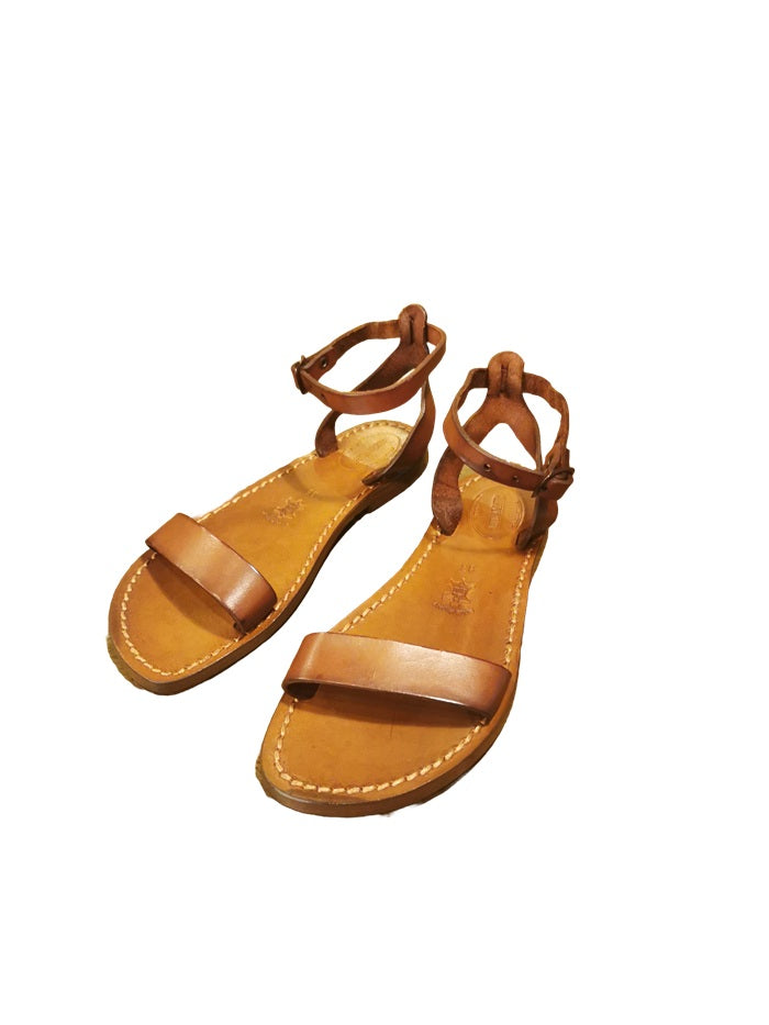 Sandalo in cuoio con laccetto donna Pelletteria Allegrini Filippo 586D chianti