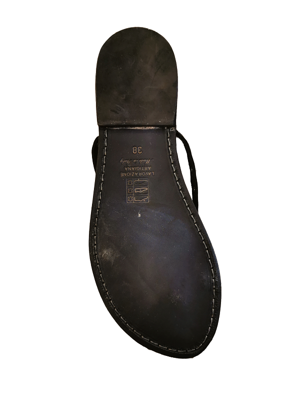 Women's leather sandal with studs by Pelletteria Allegrini Filippo 652D black