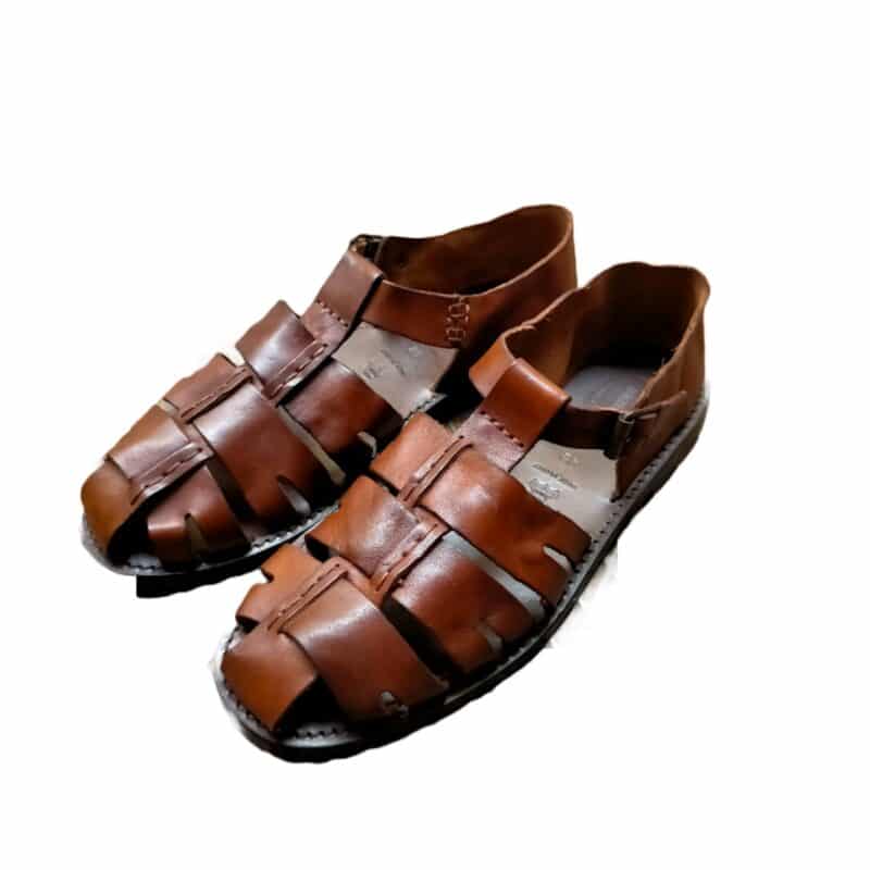 Men's leather cage sandal Pelletteria Allegrini Filippo M5912 Brown