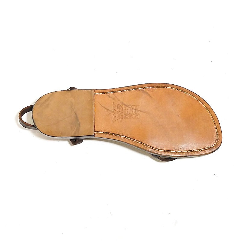 Women's leather flip-flop sandal by Pelletteria Allegrini Filippo 537D dark brown