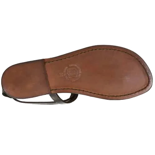 Women's leather flip-flop sandal by Pelletteria Allegrini Filippo 582D dark brown