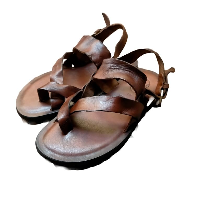 Men's leather Flip-Flop Sandal Pelletteria Allegrini Filippo M5877 Brown