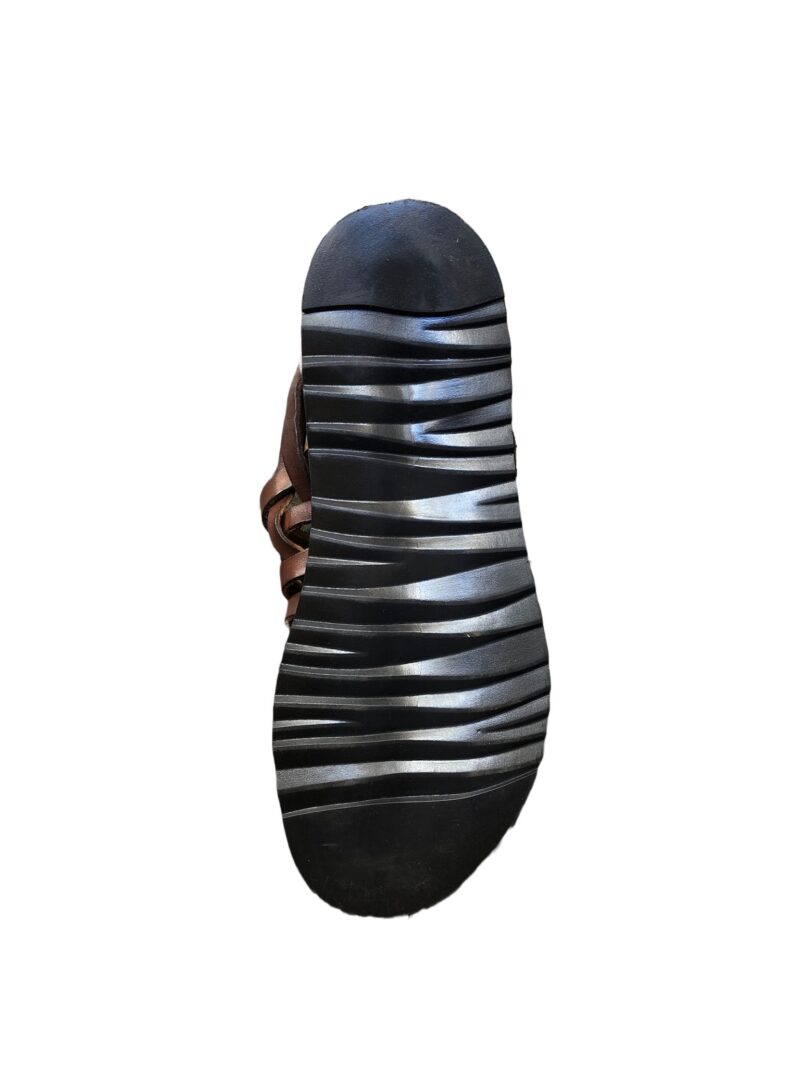 Men's leather sandal with braiding by Pelletteria Allegrini Filippo M6112 Brown