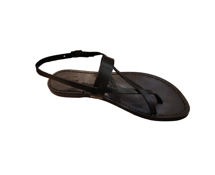 Women's leather flip-flop sandal Pelletteria Allegrini Filippo 538XD black