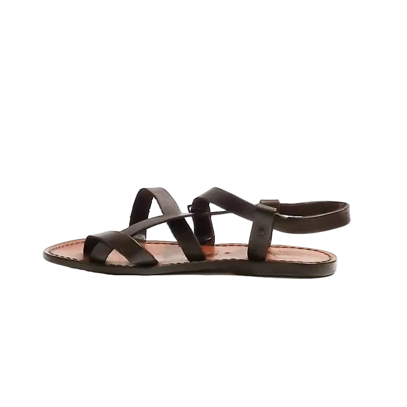 Men's leather flip-flop sandal Pelletteria Allegrini Filippo 530U dark brown