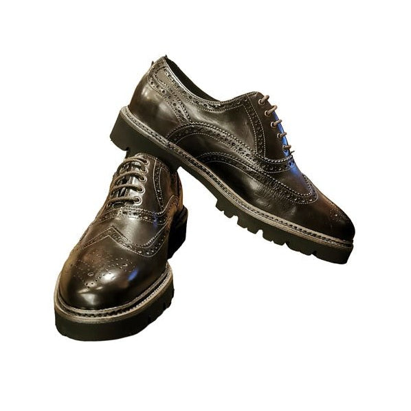 Scarpa stringata uomo in pelle Pelletteria Allegrini Filippo PRESTON Marrone scuro - Pelletteria Allegrini