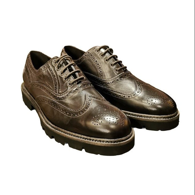 Scarpa stringata uomo in pelle Pelletteria Allegrini Filippo PRESTON Marrone scuro - Pelletteria Allegrini