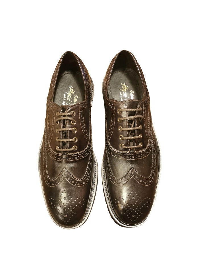 Scarpa stringata uomo in pelle Pelletteria Allegrini Filippo PRESTON Marrone scuro