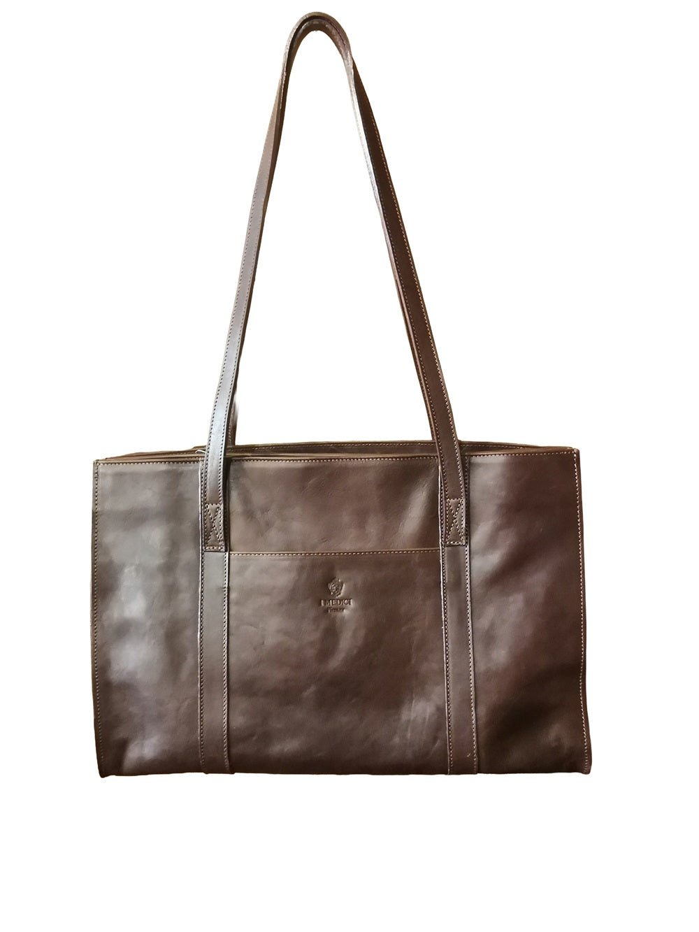Shopper in pelle I Medici 63/2425 testa di moro - Pelletteria Allegrini