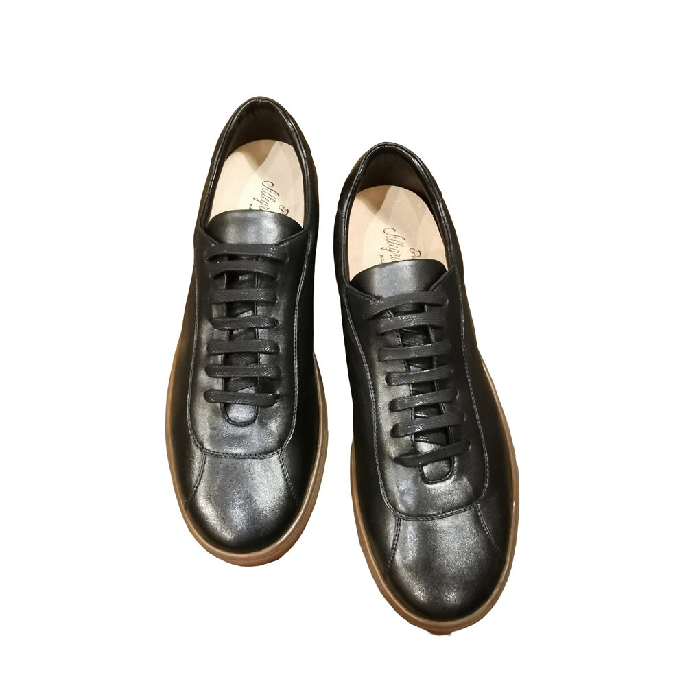 Men's low-top lambskin sneaker Pelletteria Allegrini Filippo CLAUT Black