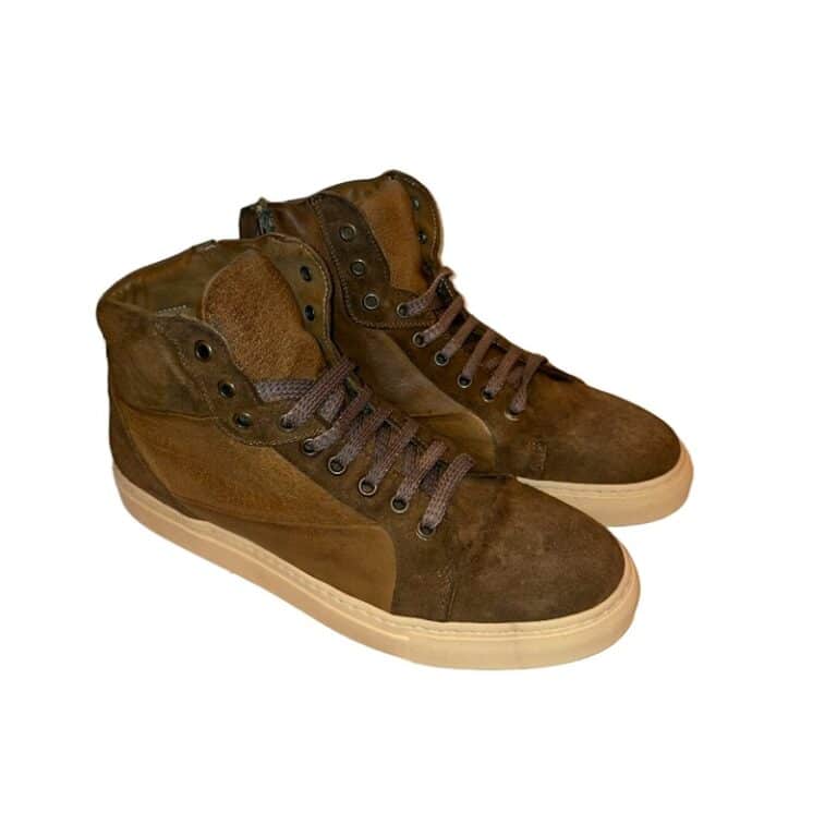 Sneakers alta da uomo in pelle di bufalo pelletteria allegrini 8011 moor
