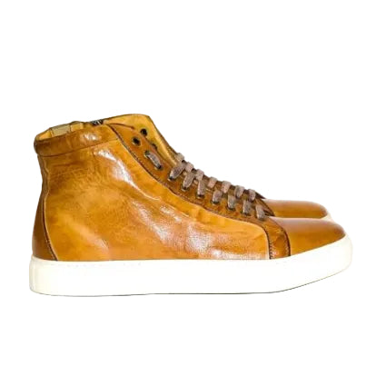 Sneakers alta donna in pelle Pelletteria Allegrini Filippo D665 Cuoio - Pelletteria Allegrini