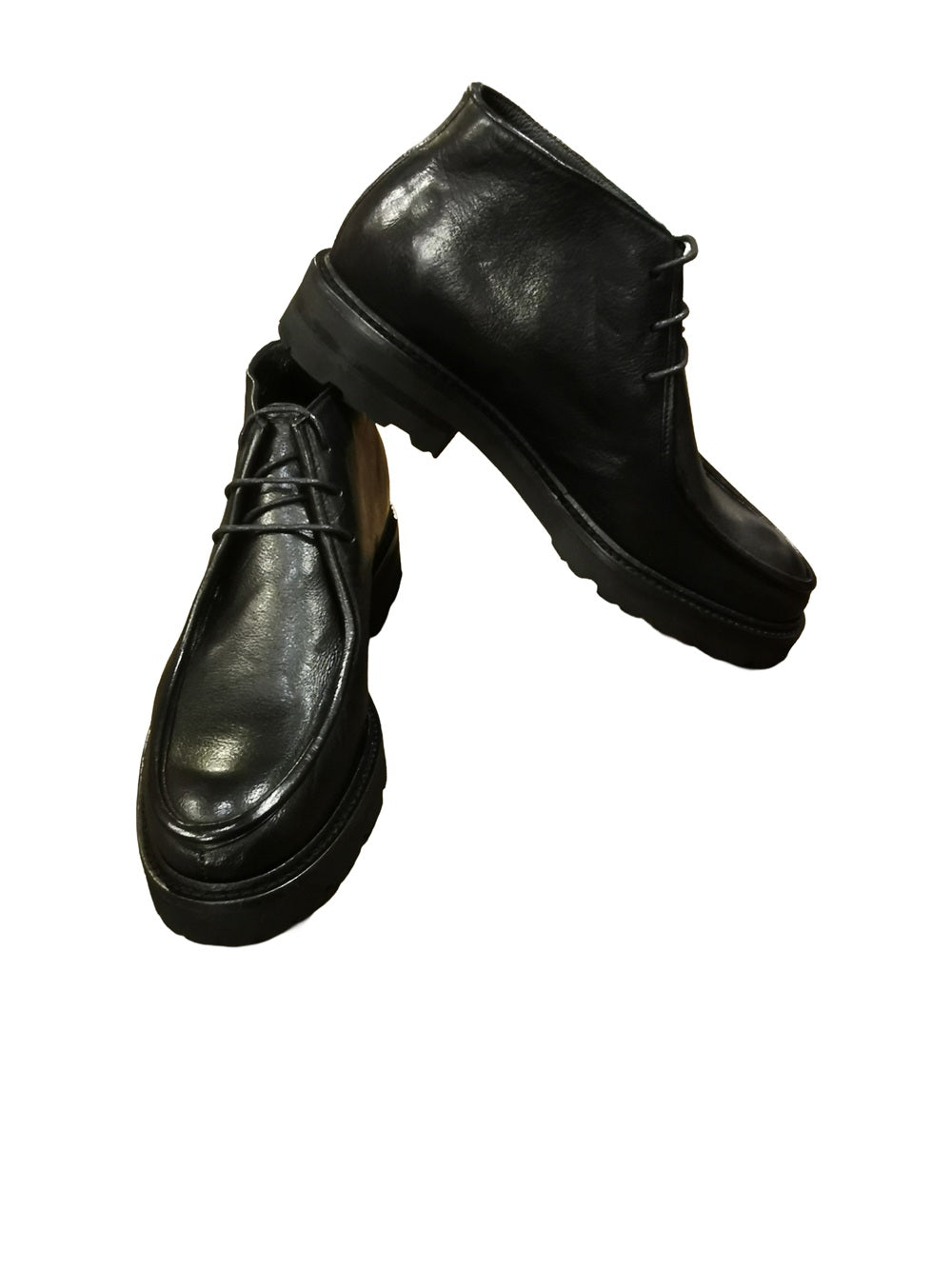 Women's Lace-Up Ankle Boot in Leather Pelletteria Allegrini Filippo PAMELA Black