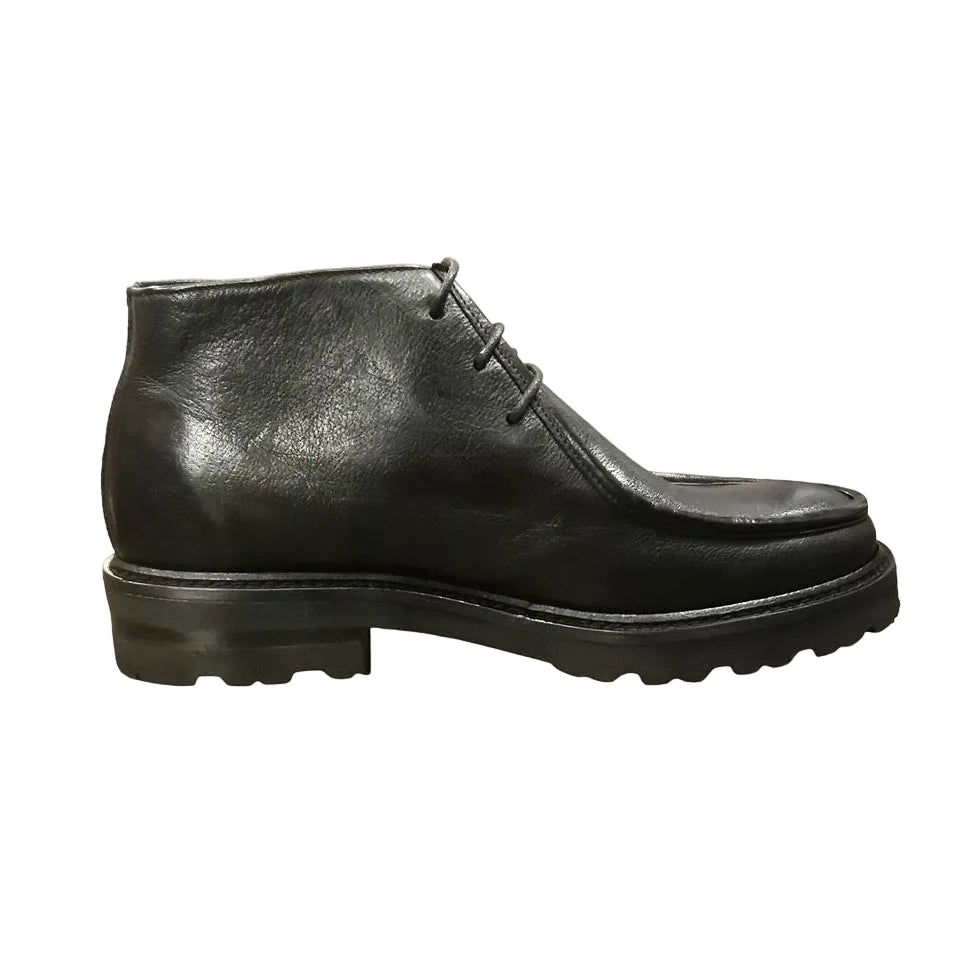 Women's Lace-Up Ankle Boot in Leather Pelletteria Allegrini Filippo PAMELA Black