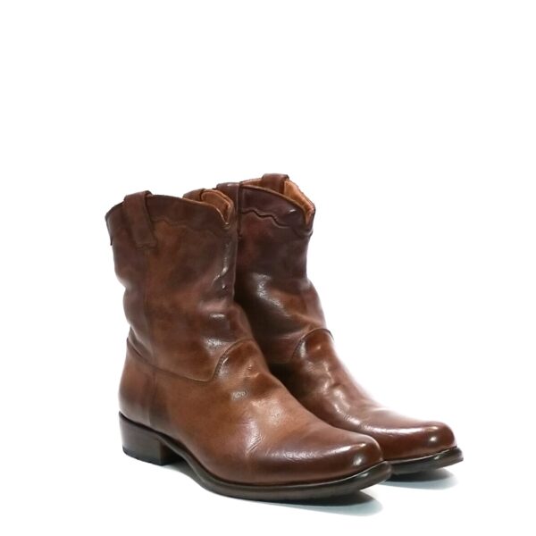 Stivaletto texano da donna in pelle pelletteria allegrini 5258 marrone