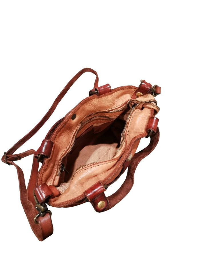 Tracollina con manici e borchie in pelle Pelletteria Allegrini Filippo 1598 Cognac