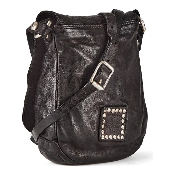 Tracollina Giada con strass+fiori in pelle Campomaggi C000250ND X3037 testa di moro