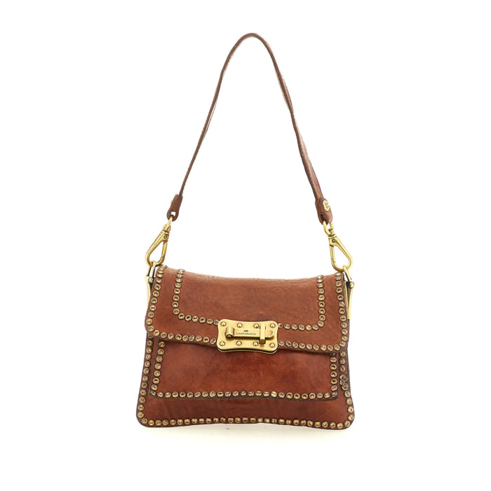 Tracollina in pelle con borchie Agnese Campomaggi C016500ND-X0007 Cognac