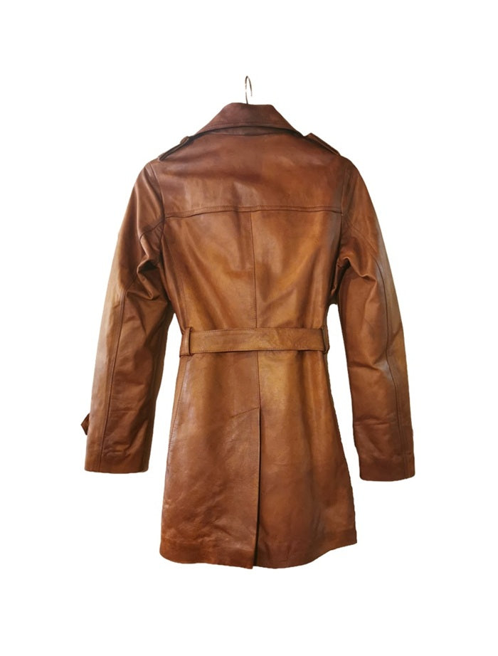 Women's TRENCH coat in hand-stamped Tuscany leather Pelletteria Allegrini Filippo Rivista2