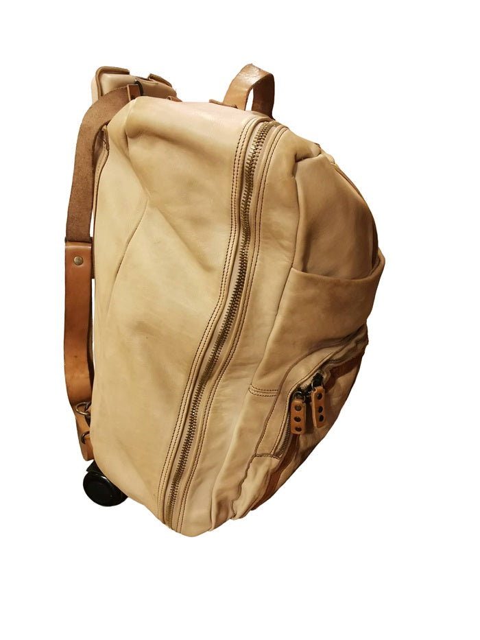 Leather Trolley/Backpack Pelletteria Allegrini Filippo 1604 Beige