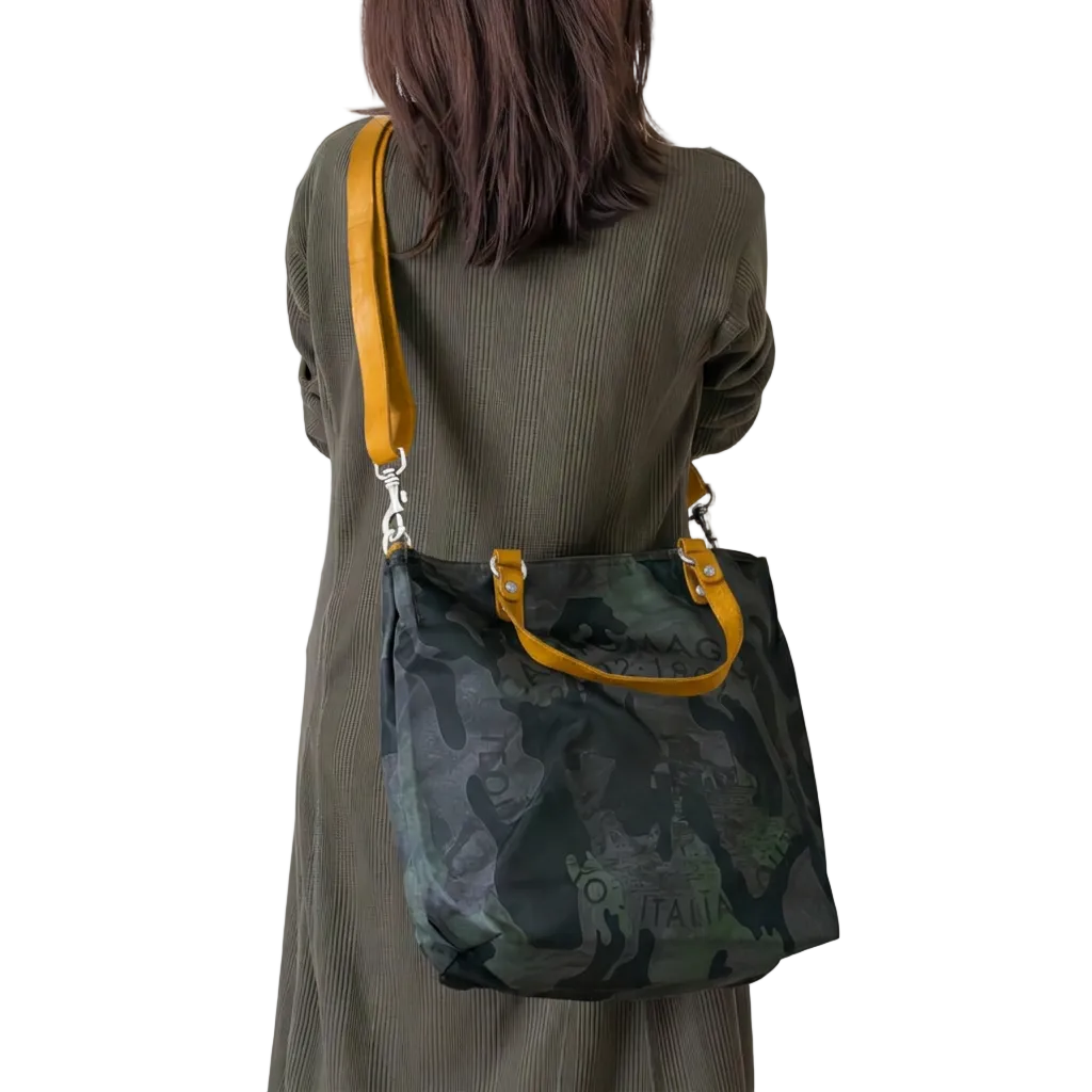 Shopping tessuto Vela Camouflage di Campomaggi C041720ND X2632 giallo