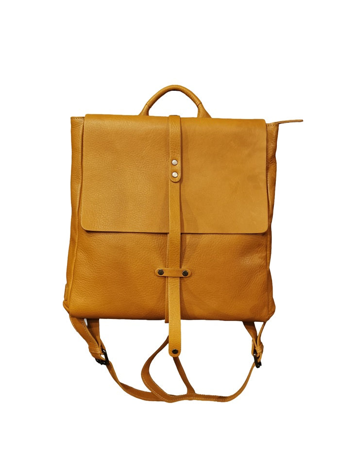 Leather Backpack Bruno Rossi R22 Biscuit