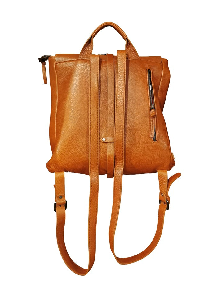 Leather Backpack Bruno Rossi R22 Brandy