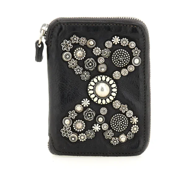 Campomaggi small leather wallet with studs DIAMANTE