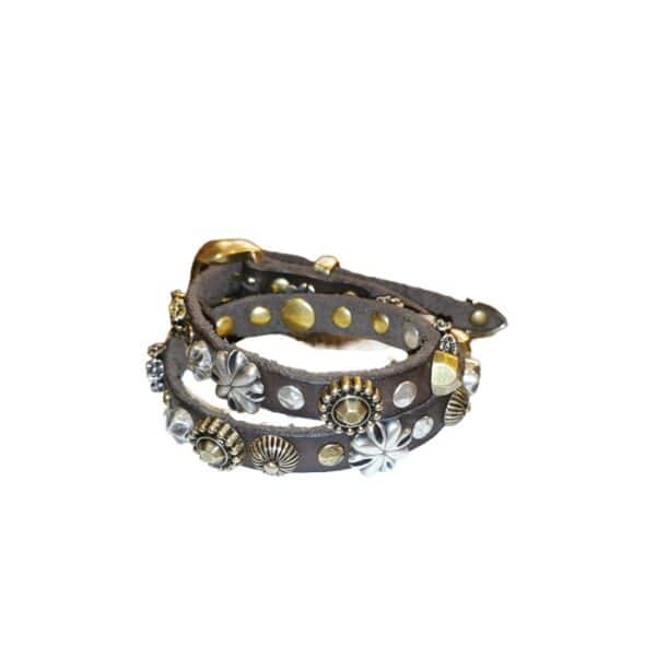 Studded leather double bracelet