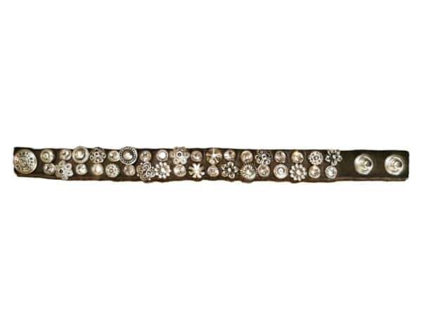 Bracciale con rivetti a fiore e strass - immagine 2