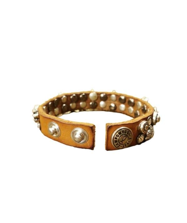 Bracelet with flower rivets and rhinestones - Image 2