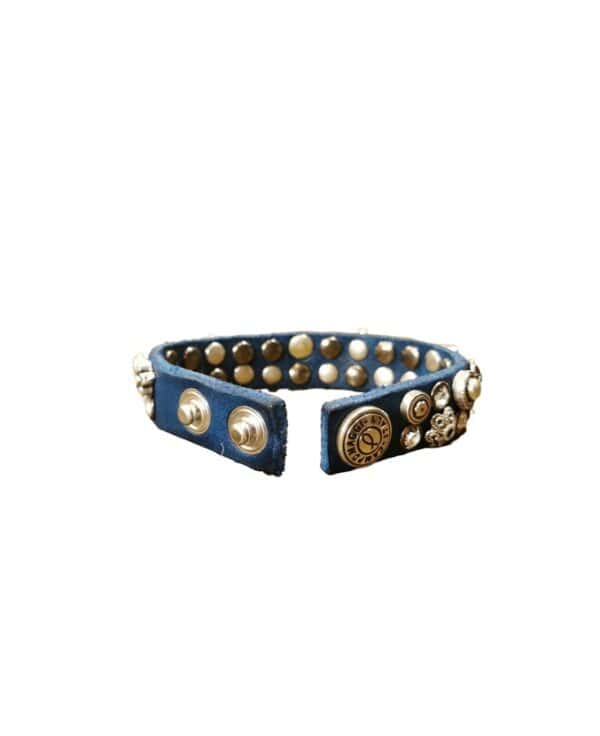 Bracelet with flower rivets and rhinestones - Image 3