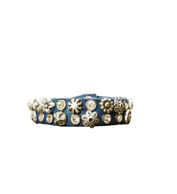 Bracelet with flower rivets and rhinestones